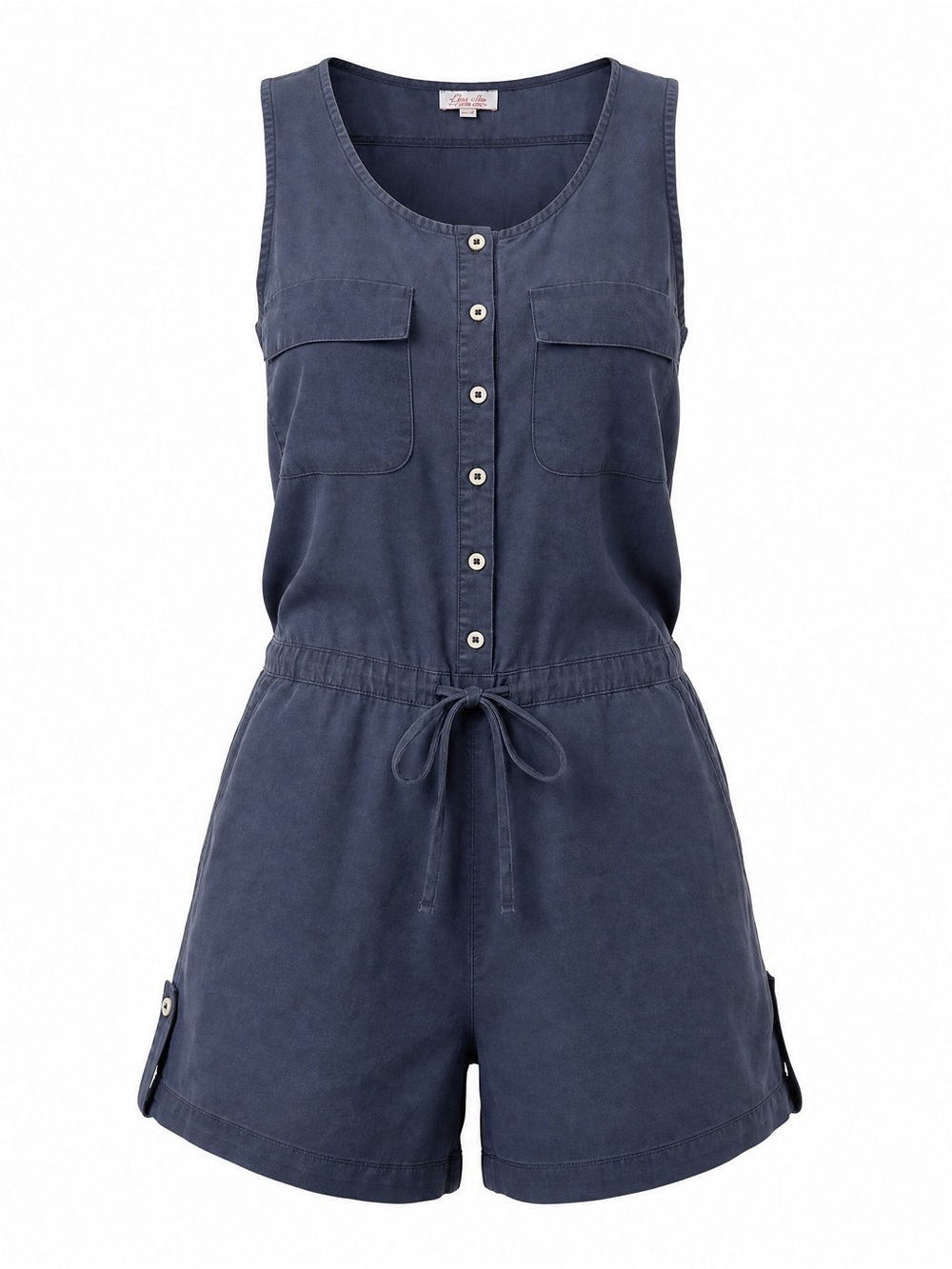 Pink Lily Navy Sleeveless Button-Front Utility Romper